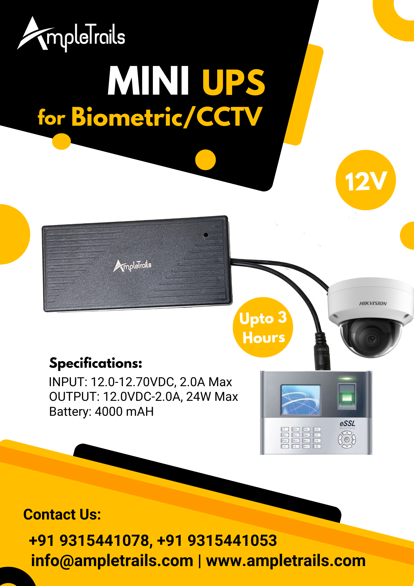 Mini UPS for 12V Biometric Machines | WiFi Router Broadband Modem | Backup Upto 4 Hours | WiFi Router UPS Power Backup During Power Cuts | UPS Broadband Modem (12 Volt Backup Upto 4 HRS)