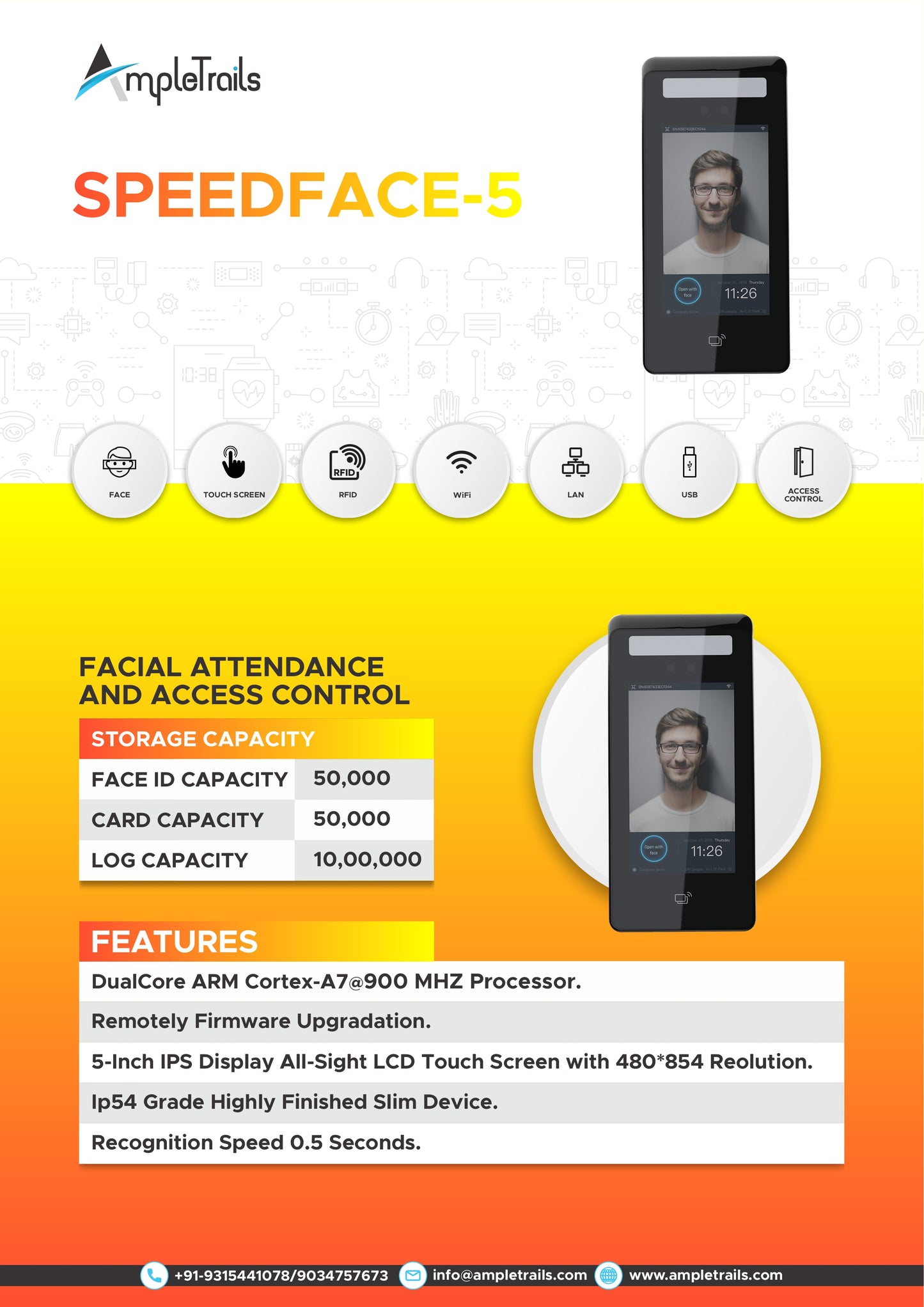 Face Attendance Machine SPEEDFACE-5