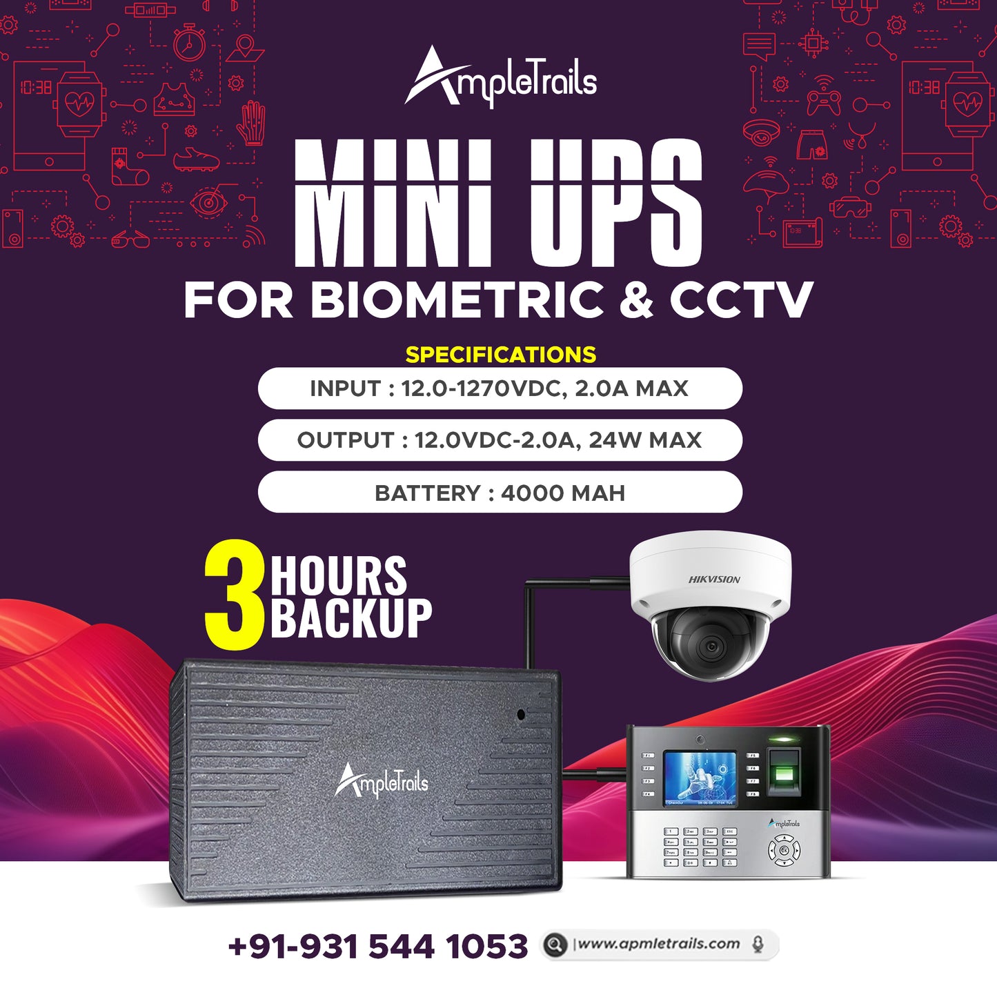 Mini UPS for 12V Biometric Machines | WiFi Router Broadband Modem | Backup Upto 4 Hours | WiFi Router UPS Power Backup During Power Cuts | UPS Broadband Modem (12 Volt Backup Upto 4 HRS)