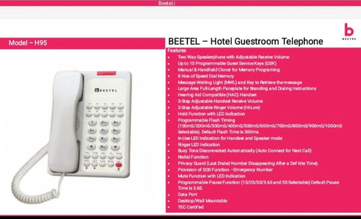 Hotel Guestroom Telephone BEETEL H95