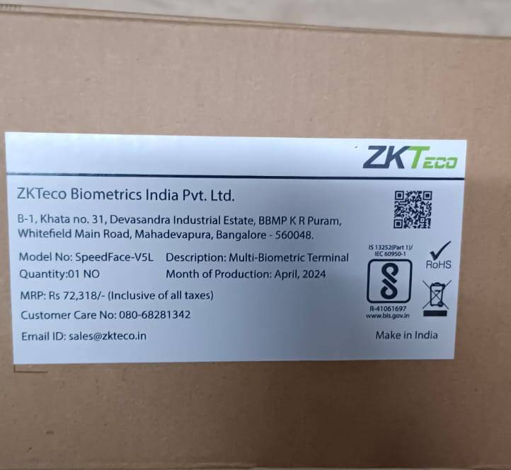 ZKTeco SpeedFace-V5L Price