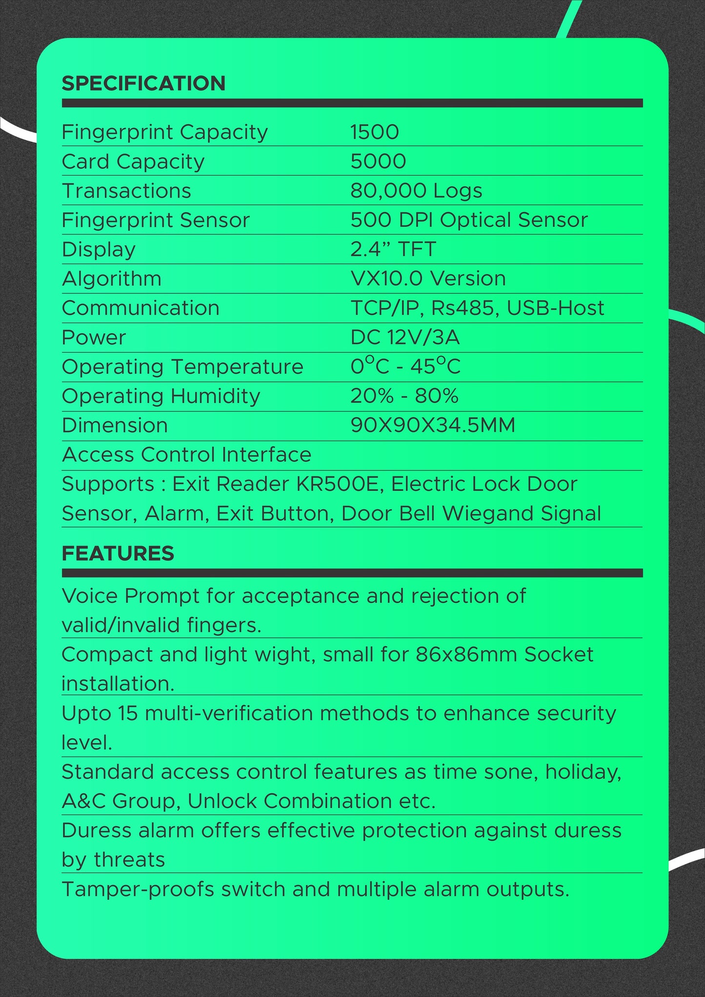 AmpleTrails SF100 Specifications