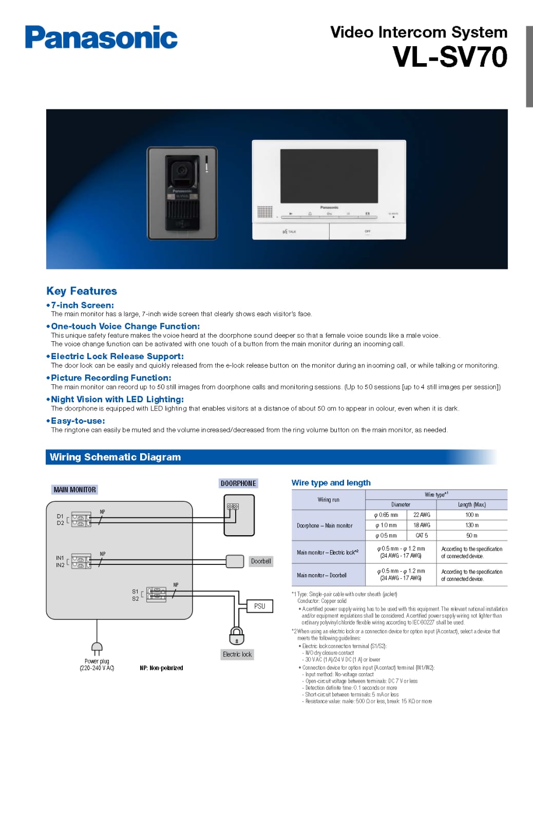 Panasonic Video Door Phone VDP - Biometric Attendance System