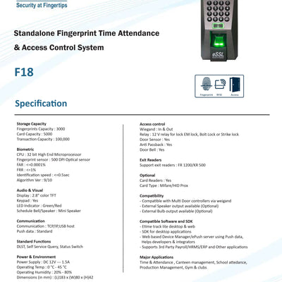 Staff Attendance Machine eSSL F18