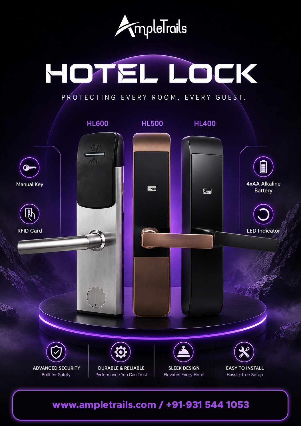 eSSL HL600 Hotel RFID Mortise Lock – Hotel Room Access System