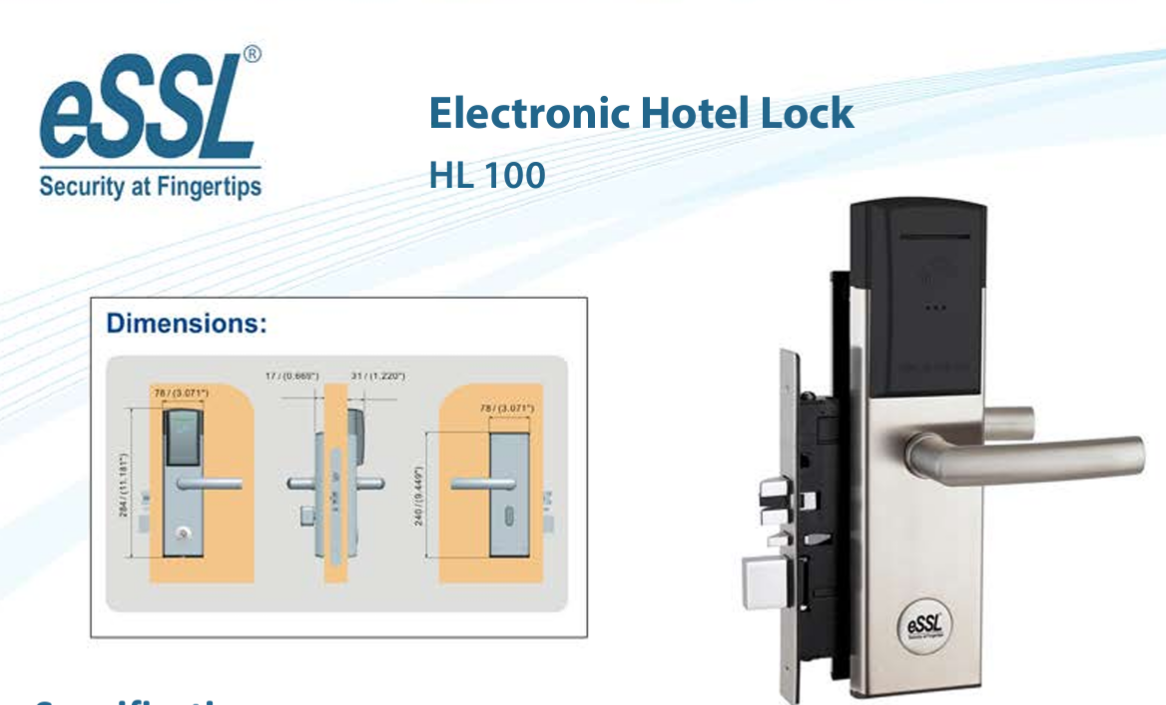 hotel electronic lock system eSSL HL-100