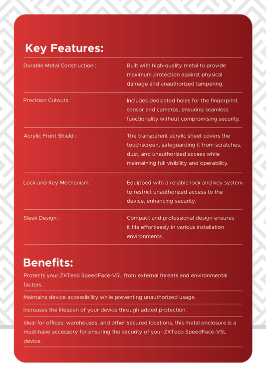 Metal Enclosure for eSSL AiFace-Arion Compatible with All Brands Long Range Face Attendance Machines