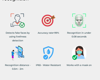 Fortuna P57 High-Speed 7-inch Face Recognition Attendance Machine - AI Face Reader for Time Attendance and Access Control