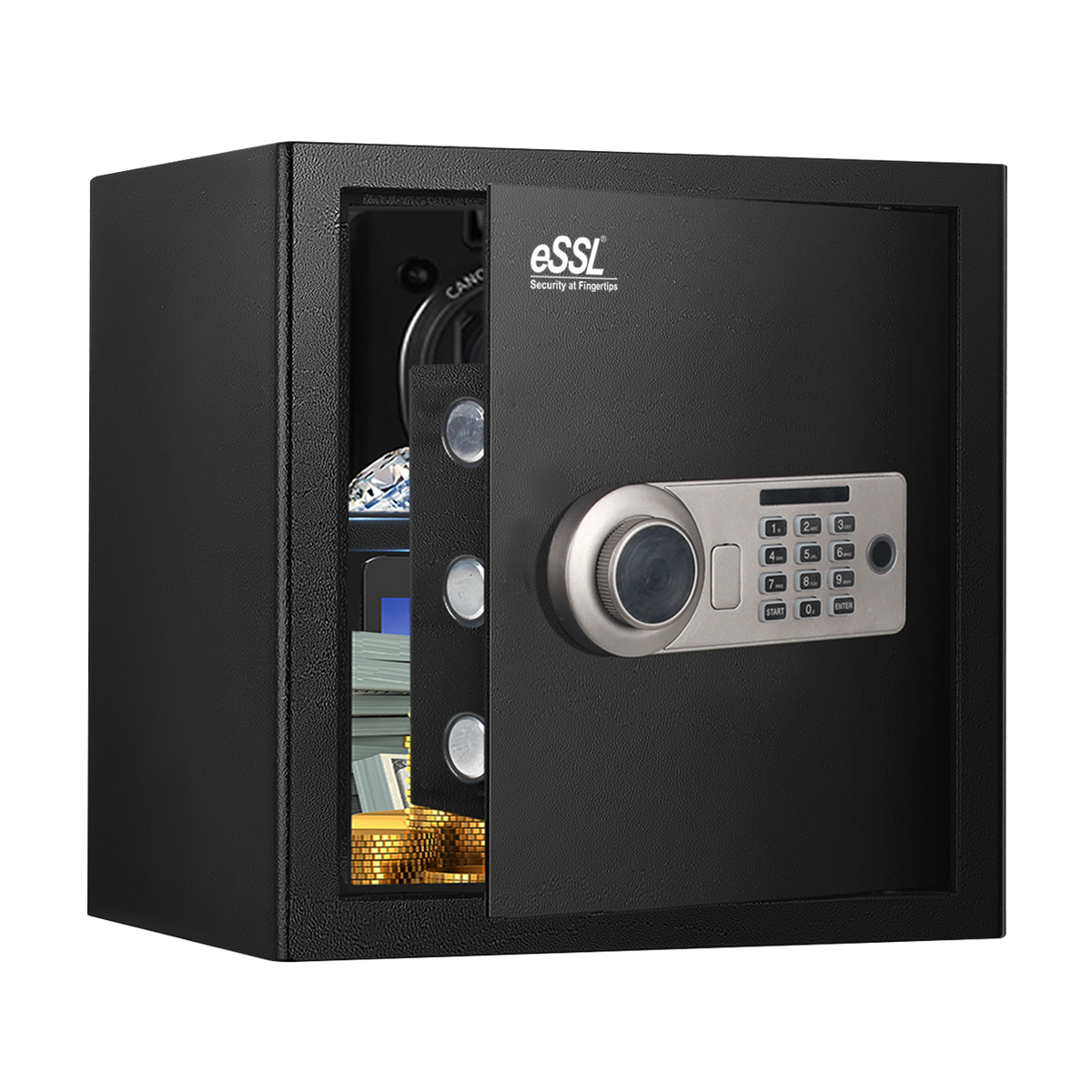 eSSL eSAFE-L-36 black fingerprint safe locker with password keypad, 31 L