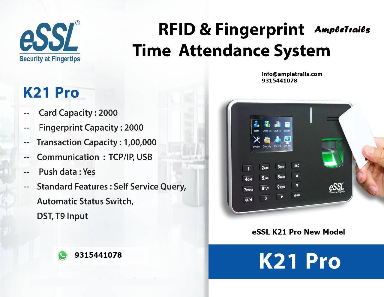 Best Fingerprint Attendance Machine eSSL K21 PRO - Biometric Attendance System