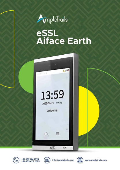 eSSL AiFace Earth AI Facial Recognition Device with Fingerprint, RFID Card Access and Touchscreen for Biometric Attendance, Office, Factory, School and Access Control