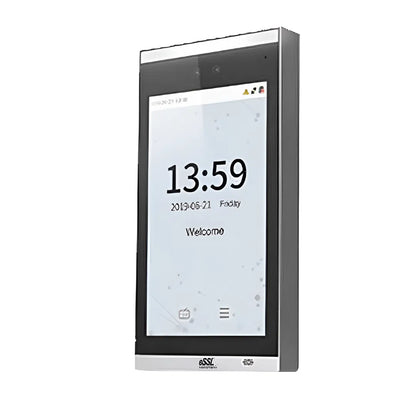 eSSL AiFace Earth AI-powered facial recognition device with fingerprint authentication, RFID card support, touchscreen display, and advanced access control for offices, factories, schools, hospitals, and commercial buildings.