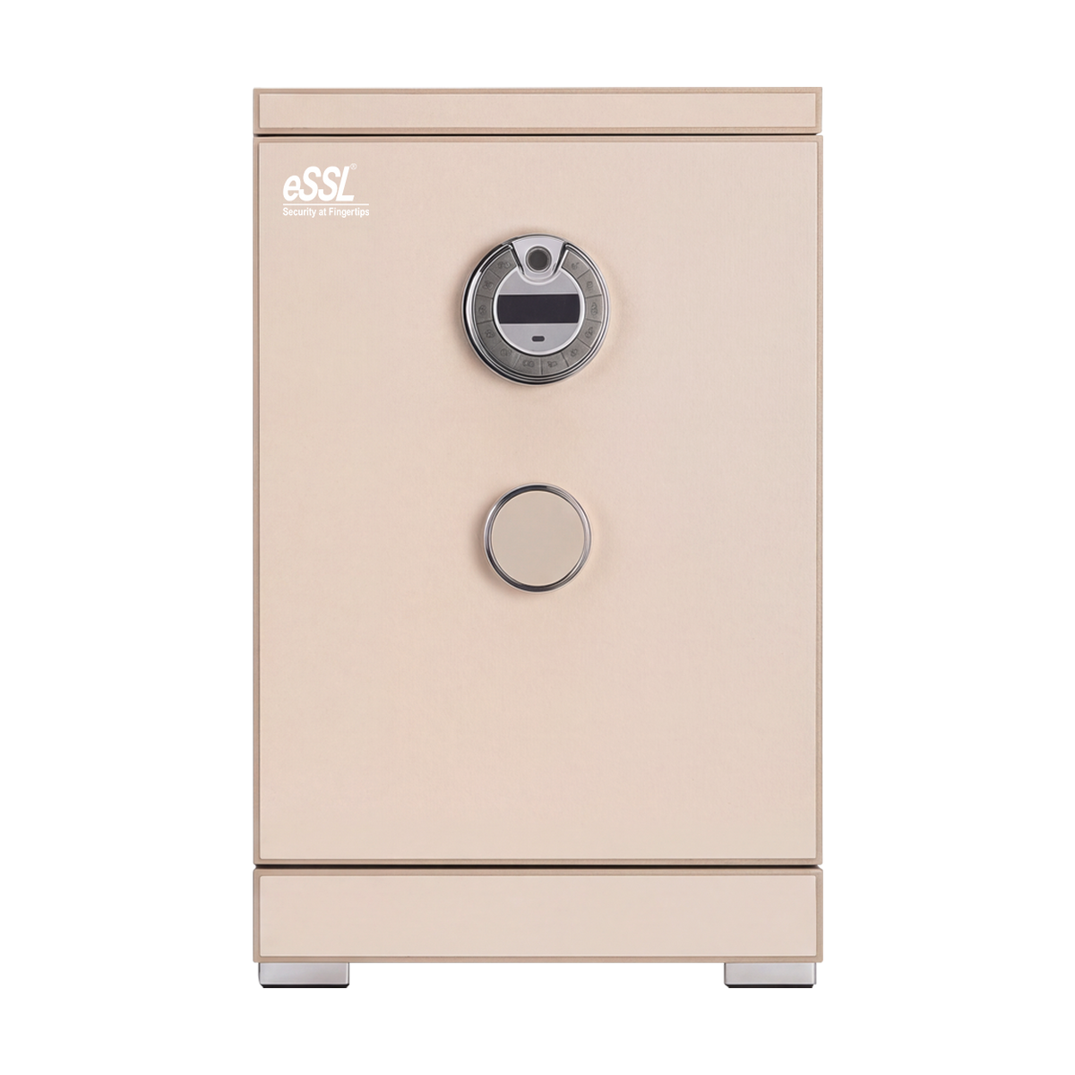 eSSL eSAFE-A-60 biometric safe locker with fingerprint sensor and password keypad, grey water-pattern finish, 64 L