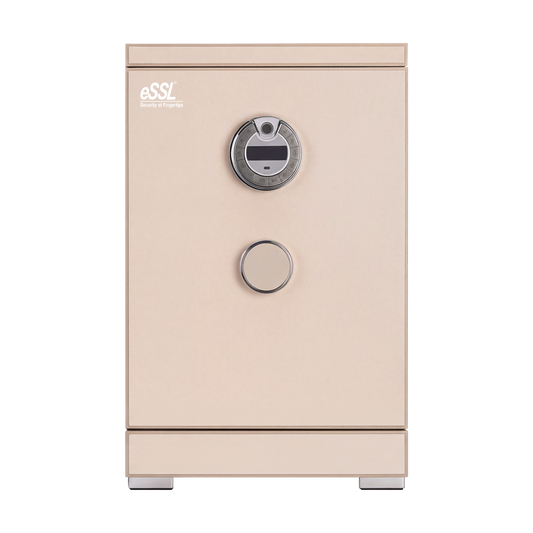 eSSL eSAFE-A-70 biometric safe locker with fingerprint sensor and password keypad, grey water-pattern finish, 80.6 L