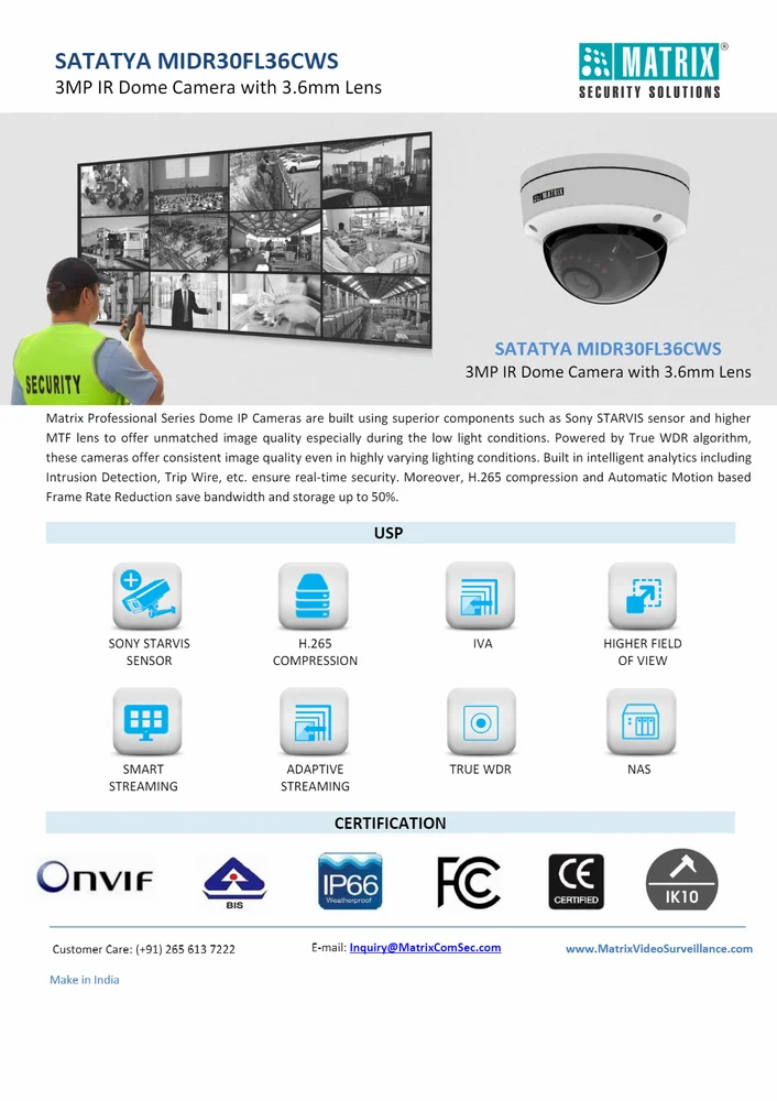 SATATYA MIDR30FL60CWS Matrix Camera