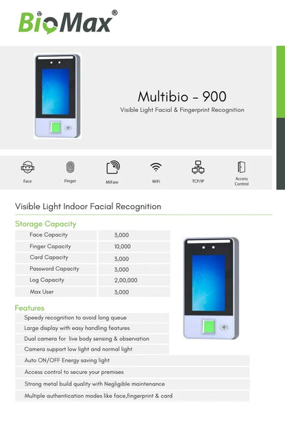 BioMax Multibio 900 Face Recognition Attendance Machine