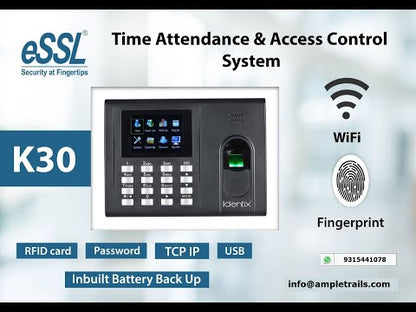 eSSL K30 Pro+ WiFi Fingerprint Time Attendance Machine with Access Control System, WiFi Connectivity and Biometric Employee Attendance for Office, Factory, School and Commercial Security